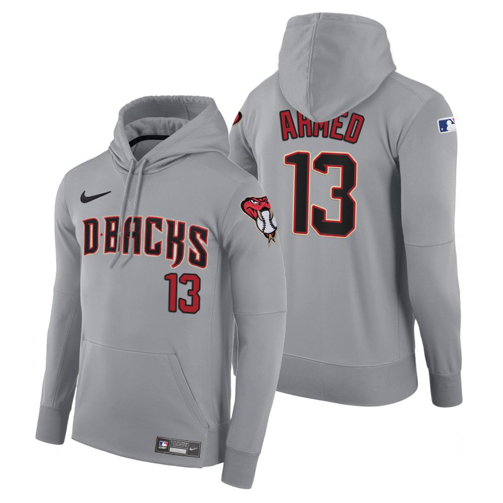 Men Arizona Diamondback #13 Ahmed gray road hoodie 2021 MLB Nike Jerseys->arizona diamondback->MLB Jersey